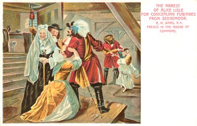 De arrestatie van Alice Lisle voor het verbergen van vluchtelingen van Sedgemoor door Edgar Melville after Ward