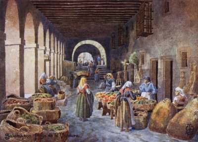Noord-Spanje: Salamanca, arcades op de Plaza de la Verdura door Edgar T. A. Wigram