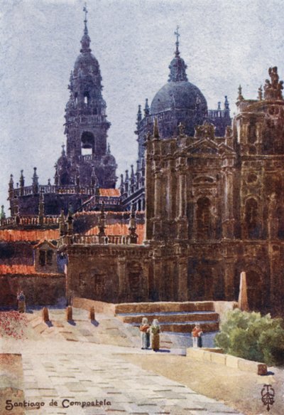 Noord-Spanje: Santiago de Compostela, de kathedraal vanuit het noordoosten door Edgar T. A. Wigram