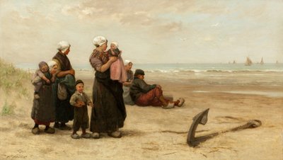 Wachten op de Terugkeer van de Schepen op het Strand van Katwijk door Edith Hume