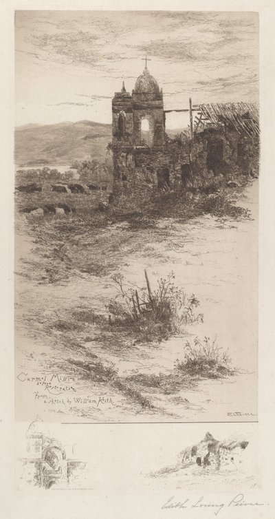 Carmel Missie (voor restauratie) door Edith Loring Peirce Getchell, after William Keith