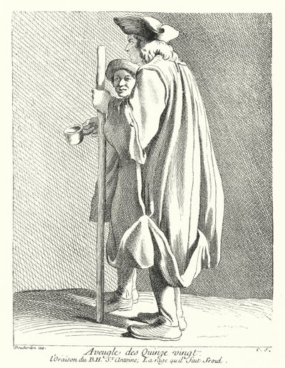 Blinde Man van het Quinze-Vingts Ziekenhuis door Edmé (after) Bouchardon