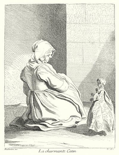 De Charmante Prostituee (gravure) door Edmé (after) Bouchardon