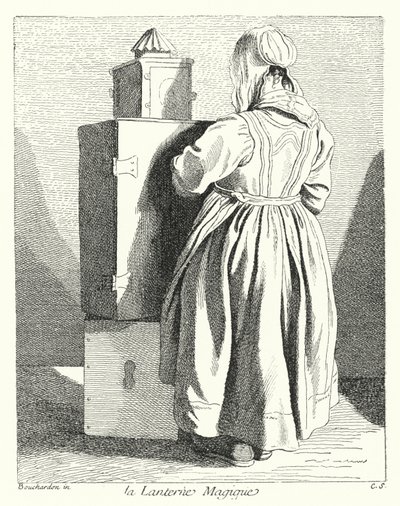 De Toverlantaarn (gravure) door Edmé (after) Bouchardon