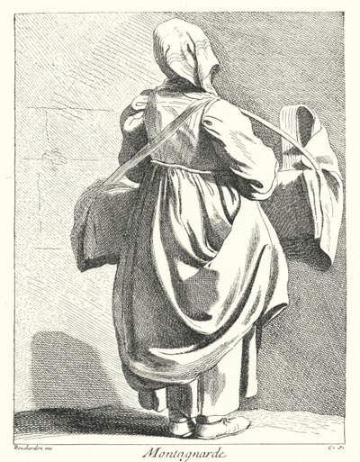 Vrouw uit de Bergen (gravure) door Edmé (after) Bouchardon