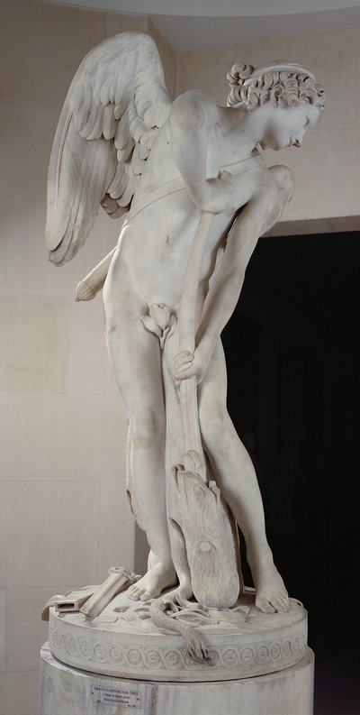 Cupido snijdt zijn boog uit de knots van Hercules door Edmé Bouchardon
