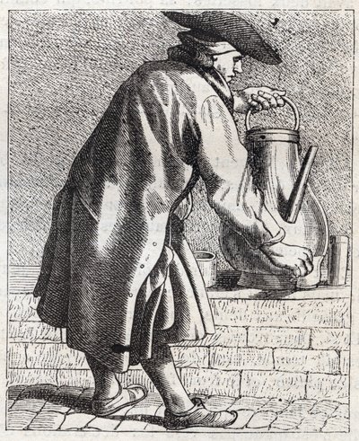 De koffieverkoper - Klein beroep van Parijs (Études prises dans le bas Peuple, ou les Cris de Paris) - gravure door Edme Bouchardon (1698-1762) door Edmé Bouchardon