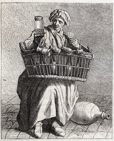 Le marchand de cognac - Klein beroep in Parijs (Études prises dans le bas Peuple, ou les Cris de Paris) - gravure door Edme Bouchardon (1698-1762) door Edmé Bouchardon