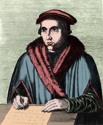 Portret van Juan Luis Vives (1492-1540), Spaanse humanist en filosoof door Edme de Boulonois