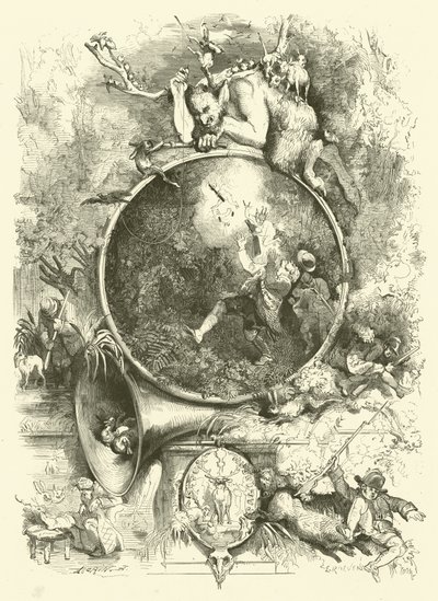 Sint Hubertus, patroonheilige van jagers (gravure) door Edmond (after) Morin