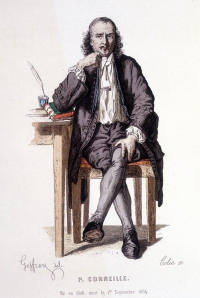 Pierre Corneille (1606/1684) getekend door Geoffroy. door Edmond Aime Florentin Geffroy
