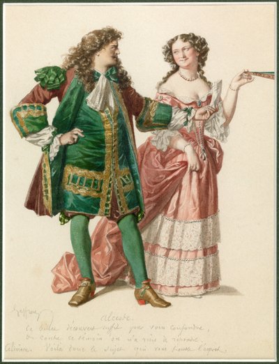 Portret van Alceste en Celimene, ca. 1870 (aquarel) door Edmond Aime Florentin Geffroy