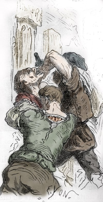Zwarte Dood: slachting van Joden, 1348, illustratie uit "Histoire-populaire-de-France" door Charles Lahure, 1866 door Edmond Charles Yon