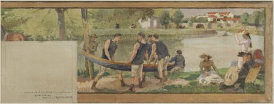 Schets voor het stadhuis van Saint-Maurice: Landschap. De oevers van de Marne (voor de dorpszaal) door Edmond Debon
