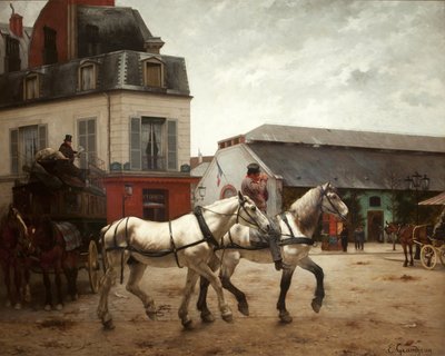 Een koetshalte op de Place de Passy door Edmond Georges Grandjean