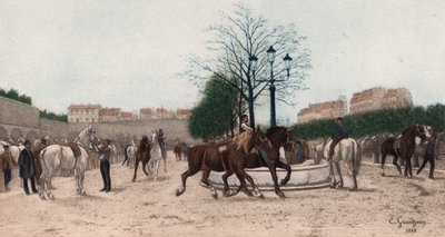 Paardenmarkt in Parijs door Edmond Georges Grandjean
