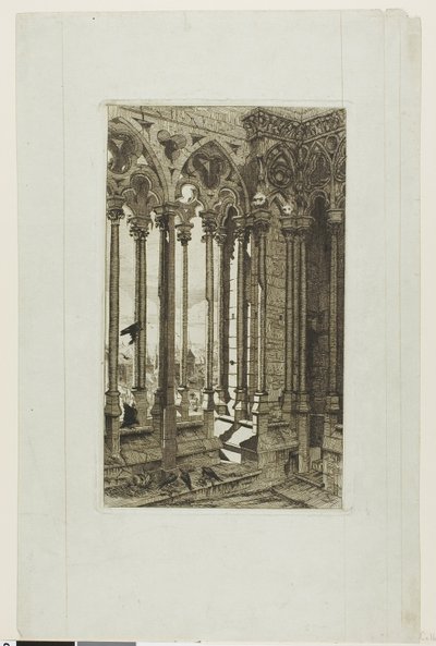 De galerij van Notre-Dame, Parijs door Edmond Gosselin