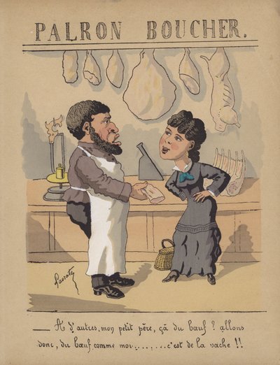 Bij een slagerij door Edmond Lavrate