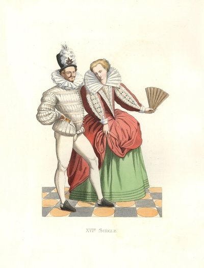 Franse edelen aan het hof van Hendrik III (1574-1589) door Edmond Lechevallier Chevignard