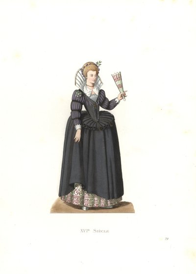 Franse vrouw uit het bewind van koning Hendrik III door Edmond Lechevallier Chevignard