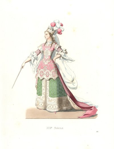 Franse vrouw in balletkostuum door Edmond Lechevallier Chevignard