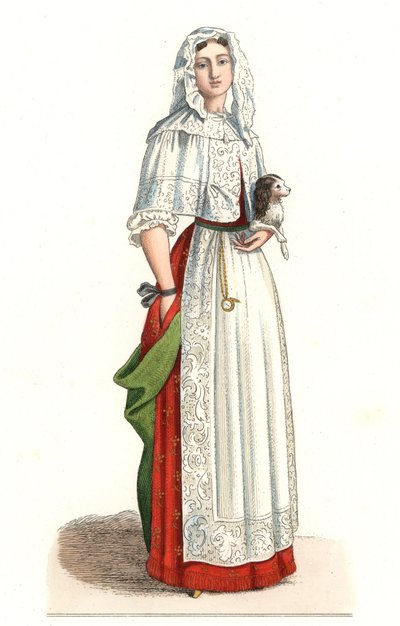 Franse vrouw in ochtendjurk door Edmond Lechevallier Chevignard