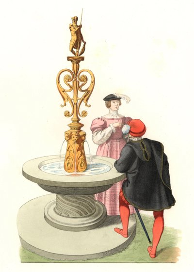 Gentilhomme et dame, Engelse adel door Edmond Lechevallier Chevignard