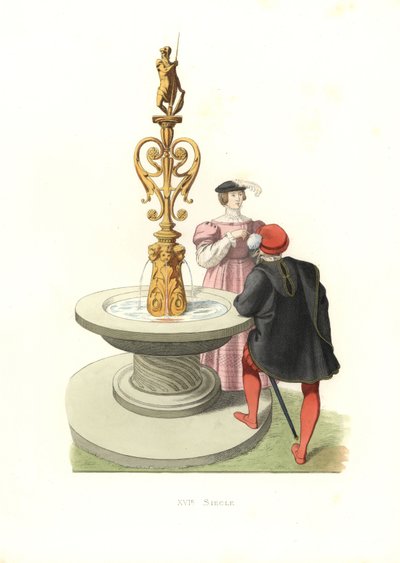 Heer en vrouw, Engeland door Edmond Lechevallier Chevignard