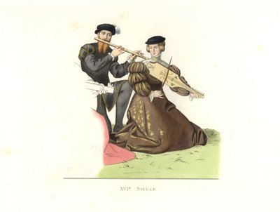 Heer en vrouw, Engeland door Edmond Lechevallier Chevignard