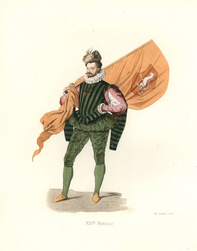 Duitse vaandeldrager of porte-ensigne door Edmond Lechevallier Chevignard