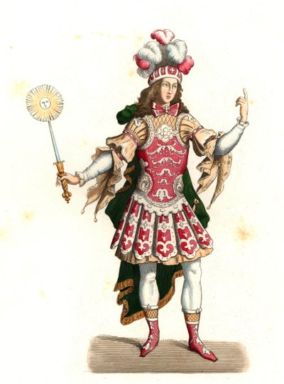 Lodewijk XIV van Frankrijk, de zonnekoning, in danskostuum door Edmond Lechevallier Chevignard