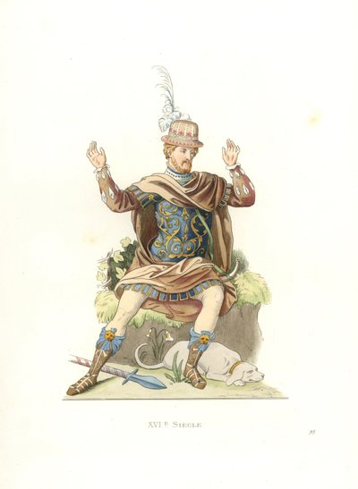 Franse heer in oud kostuum door Edmond Lechevallier Chevignard