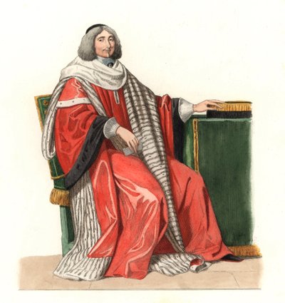 Jean Antoine de Mesme (1661-1723), heer van Irval, graaf van Avaux, Franse magistratuur 17e eeuw, naar een schilderij van 1653, door Philippe de Champaigne (1602-1674) - Lithografie gebaseerd op een illustratie van Edmond Lechevallier-Chevignard (1825-1902 door Edmond Lechevallier Chevignard