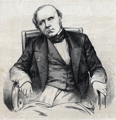 Portret van Augustin Thierry (1795-1856), Franse historicus. Gravure door Chevignard in 
