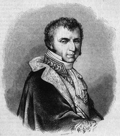 Portret van Nicolas Francois Mollien (1758-1850), Franse politicus. Gravure door Chevignard in 