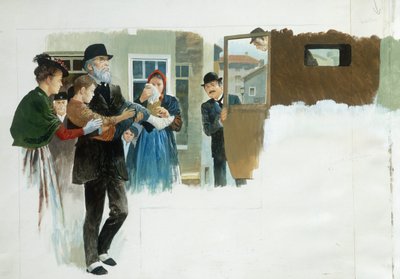 Een ongeluk, uit Hart, door Edmondo De Amicis, tekening door Edmondo de Amicis