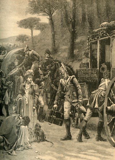 Vlucht van Koning Joseph Bonaparte uit Vitoria, Spanje, 1813, c1890 door Edmund Blair Leighton