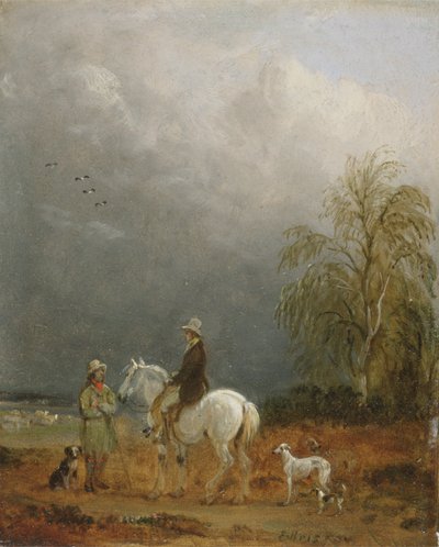 Een Reiziger en een Herder in een Landschap door Edmund Bristow