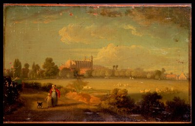 Een uitzicht op Eton vanaf de speelvelden, 1822 door Edmund Bristow