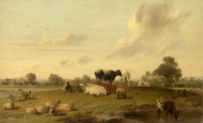 Landschap met Vee en Schapen door Edmund Bristow