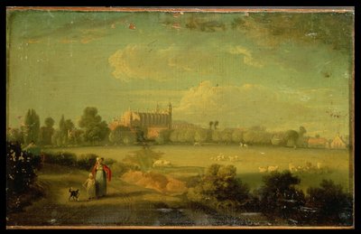 Uitzicht op Eton vanaf de speelvelden door Edmund Bristow