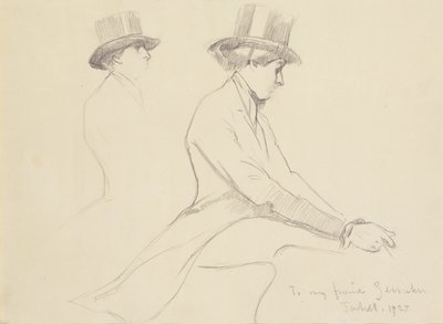 Ruiterfiguren (potlood op papier) door Edmund Charles Tarbell