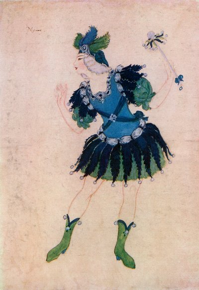 Ontwerp voor het kostuum van Momus in de opera Phebus en Pan, Edmund Dulac uit het boek 