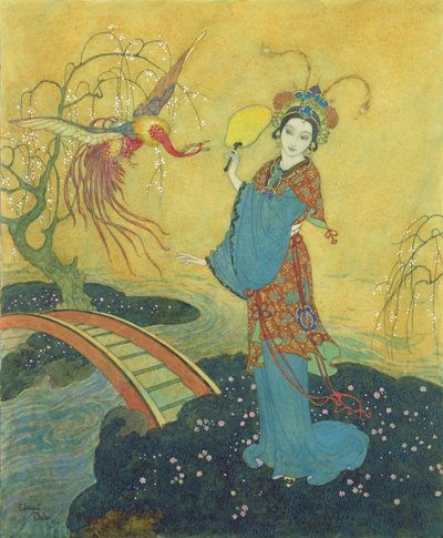 Prinses Badoura, illustratie uit Prinses Badoura, een verhaal uit de Arabische Nachten, naverteld door Laurence Housman door Edmund Dulac
