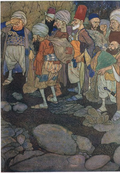 Enkele van de Veertig Rovers, illustratie uit 