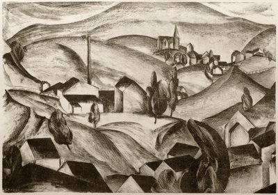 Landschap met Huizen door Edmund Fabry