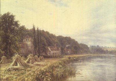 Dorp aan de Rivier met vissende figuren door Edmund George Warren