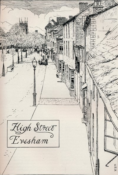 High Street Evesham, 19e eeuw door Edmund Hort New