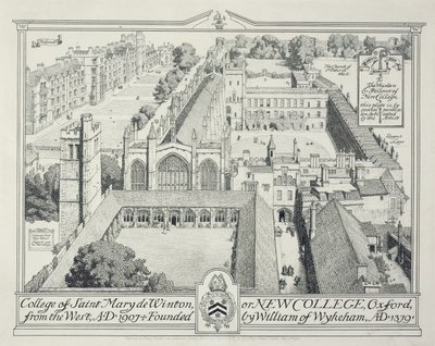 Het College van St. Mary de Winton of New College, 1928 door Edmund Hort New