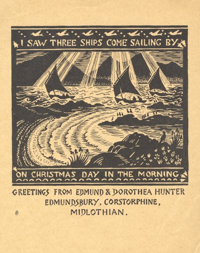 Ik zag drie zeilschepen, c.1930 door Edmund Hunter